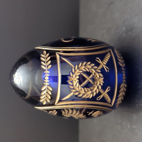 VGT,Cobalt Blue Etched Russian Faberge Egg . - Picture 4 of 9